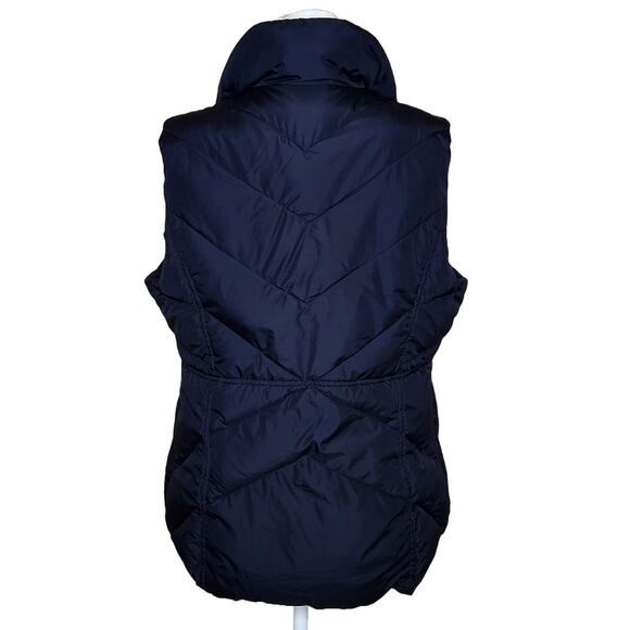 J. Crew Down Feather Puffer Vest Navy Inner Toggle Waist Women's Large - Picture 5 of 12